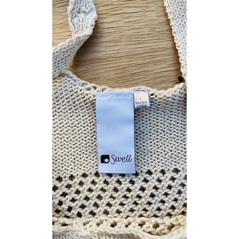 Swell Juniors Crochet Keep it Rockin Taupe Crop Top Size L - Picture 7 of 12